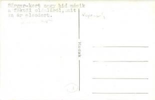 Zombor, Sombor; Bürger-kerti nagy híd foktői oldaláról, amit az árvíz elsodort / flood, photo