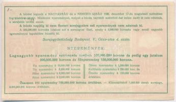 1926. "Magyar Nemzeti Szövetség Sorsjegye" 5000K értékben, II. sorozat T:II szép papír