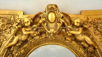 Angyalkás régi blondel tükör, metszett üveggel, restaurált, apró kopásnyomokkal, 56×47 cm /

Mirro...