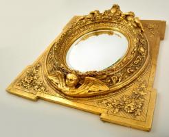 Angyalkás régi blondel tükör, metszett üveggel, restaurált, apró kopásnyomokkal, 56×47 cm /

Mirro...