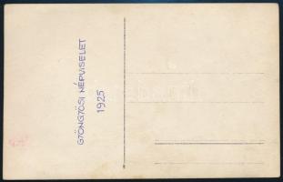 1925 Gyöngyösi népviselet, fotó, hátulján feliratozva, 14×9 cm