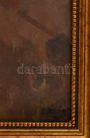 Kádár jelzéssel: Pirkadat a határban, olaj, fa, díszes keretben, 33×46 cm