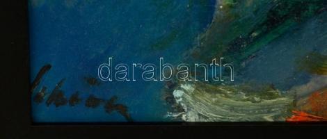 Olvashatatlan jelzéssel: Bibliai jelenet, olaj, farost, keretben, 41×39 cm