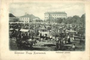 Nagykanizsa, Hetivásári jelenet, piac, Alt & Böhm kiadása (EK)