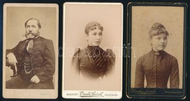cca 1860-1890 Vegyes keményhátú portréfotók kolozsvári fényképészek műtermeiből, 7 db (Tauffer Gyula...