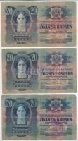 1913. 20K (5x) + 1913. 20K II. kiadás köztük több hamis(?) felülbélyegzéses darab T:II-,III,III-