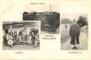 Óbesenyő, Óbessenyő, Dudestii Vechi; Csendbiztos úr (csendőr), bolgárok, kilátás a hídról / gendarme, Bulgarian folklore, panorama view  (fl)