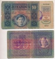 1904-1915. 10K (2xklf) + 1913. 20K (2x) + 1912. 100K 
mindegyik felülbélyegezve közte hamis(?) is T...