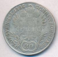 1805B 20kr Ag "Ferenc" (6,45g) T:2- ph.
Huszár: 1967, Unger III.: 1376.a