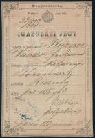 1884 Sopron, igazolási jegy 15kr illetékbélyeggel