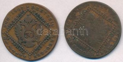 1807B 30kr Cu "Ferenc" + 1807S 30kr Cu "Ferenc" T:2-,3 korrózió