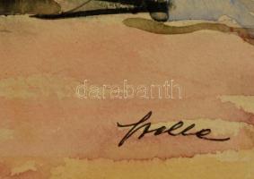 Szelle Kálmán (1890-1977): Mobil kikötő. Akvarell, papír, jelzett, 29×30 cm