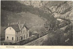 Petrozsény, Petrosani; Boli barlang-i vasútállomás vagonokkal. Adler fényirda / railway station, wagons