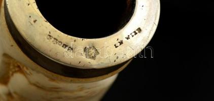 Tajtékpipa, ezüst (Ag.) áttört fejjel, homlokán Kossuth faragott arcképével, a csapillesztésnél &quo...