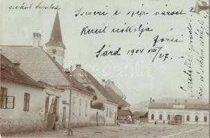 1904 Sárd, Fő tér, templom, községháza / street view, church, town hall, photo