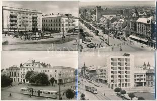 Debrecen - 4 db MODERN városképes lap, villamosok / 4 MODERN town-view postcards, trams