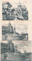 Budapest I. Királyi vár, Halászbástya, szobrok - 4 db régi képeslap / 4 pre-1945 postcards