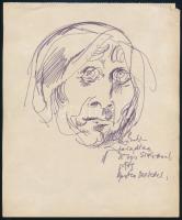 Szász Endre (1926-2003): Férfi portré. Filc, papír, jelzett,  24x20 cm