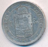 1881KB 1Ft Ag "Ferenc József / Középcímer" T:2,2- 
Adamo M15