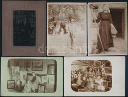 cca 1860-1910 Vegyes fotó tétel, 30 db (keményhátú fotók, fotók, fotólap, ferrotípia, közte egy leve...