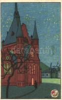 Templom, Magyar Iskola Egyesület 1884. Magyar Földrajzi Intézet kiadása / Church greeting art postcard s: Cseke B. (EK)