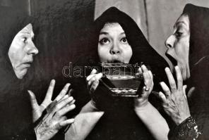 cca 1970 Életkép a Pécsi Balettszínház életéből, nagyméretű fotó, hátulján feliratozva, kartonra rag...