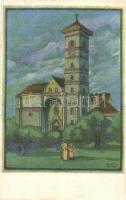 Gyulafehérvár, Karlsburg, Alba Iulia; Székesegyház, Magyar Földrajzi Intézet kiadása / Church art postcard s: Szekeres Bokros (Rb)