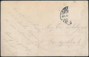 1911 Maglód, Vadászok zsákmánnyal, feliratozott fotólap, 9x14 cm