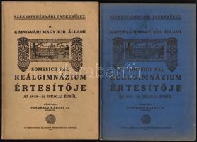 1928-1933 a Sommsich Pál Reálgimnázium értesítője, 5 db, egymást követő évfolyamok az 1928-1933 közö...