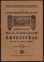 1928-1933 a Sommsich Pál Reálgimnázium értesítője, 5 db, egymást követő évfolyamok az 1928-1933 közö...