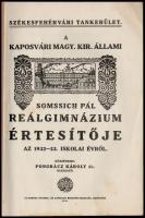 1928-1933 a Sommsich Pál Reálgimnázium értesítője, 5 db, egymást követő évfolyamok az 1928-1933 közö...