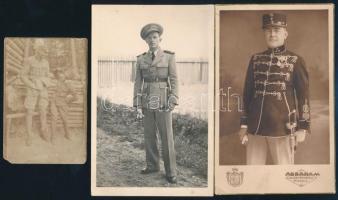 cca 1914-1945 Katonákról készült fotók, 3 db, 9x6 és 13x9 cm-es méretben