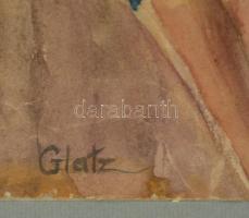 Glatz jelzéssel: Ülő asszony. Akvarell, papír, üvegezett keretben, 35×23 cm