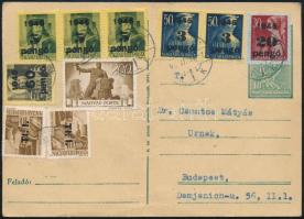 1946 (7. díjszabás) Levelezőlap vegyes bérmentesítéssel "CSEPEL" - Budapest