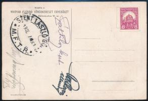 1928 a Szent László gőzös MFTR hajóskapitányának aláírása levelezőlapon