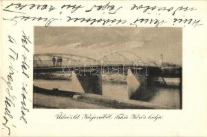 Kisjenő, Chisineu-Cris; Fehér-Körös hídja, Messer Lipót kiadása / bridge (EK)