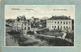 Eperjes, Presov; Postapalota, Görög katolikus papnevelde. Divald Károly fia / postal palace, seminary (EK)