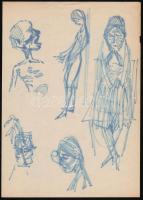 Jelzés nélkül: 21 db vázlat, nagyrészt tus, papír, különböző méretben