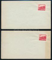Két használatlan boríték levélpapírral, rajta a Rákosi Mátyás Kultúrházat ábrázoló bélyegekkel