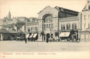 Budapest I. Budai vásárcsarnok, Wirth Antal, Boyer Lajos üzletei, Taussig A. kiadása / Markthalle in Ofen (EK)