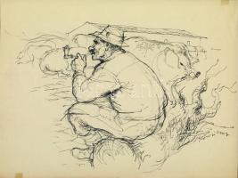 Szőnyi Gyula (1919-) szignós tus 20x28 cm