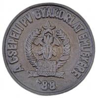 1988. "A csepeli PV gyakorlat emlékére" fém emlékérem eredeti tokban (115mm) T:2