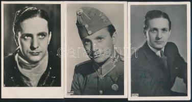 Szilassy László (1908-1972) magyar színészt ábrázoló 3 db fotólap, 2 db DEDIKÁLT!, 14x9 cm