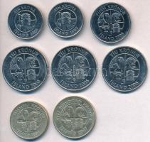 Izland 1992-2008. 1Kr (2xklf) + 5Kr + 10Kr (3x) + 50Kr + 100Kr T:2
Iceland 1992-2008. 1 Krona (2xdi...