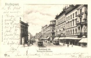 Budapest VII. Kerepesi út, Szabadalmi Mérnöki Iroda, női divatterem, valutaváltó, Hotel Orient szálloda, Réthy Lajos utóda Edvi Illés István üzlete, villamosok, Schwarcz Jakab kiadása (EK)