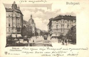 Budapest IX. Üllői út, Iparművészeti múzeum (Iparcsarnok), Valéria Kávéház, villamosok (EK)