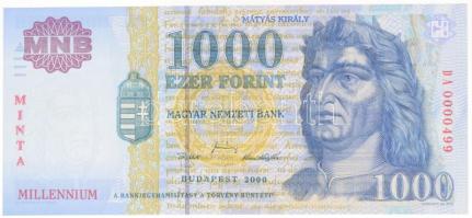 2000. 1000Ft MINTA Millenium, DA 0000499-es sorszámmal T:I- / Hungary 2000. 1000 Forint MINTA(SPECIMEN) Millenium, DA 0000499 prefix and serials C:AU Adamo F55BM2