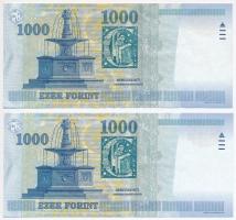 2000. 1000Ft "MILLENIUM" (2x) "DC" és "DD" T:II-,III szép papír
Adamo...