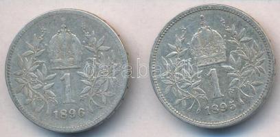 Ausztria 1895-1896. 1K Ag "Ferenc József" (2x) T:2-,3 Austria 1895-1896. 1 Corona Ag &quot...