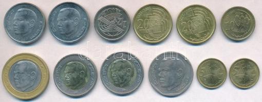 Marokkó 2002. 5s (2x) + 10s + 20s (2x) + 1/2D + 1D (2x) + 2D + 5D (2x) + 10D T:1-,2
Morocco 2002. 5...